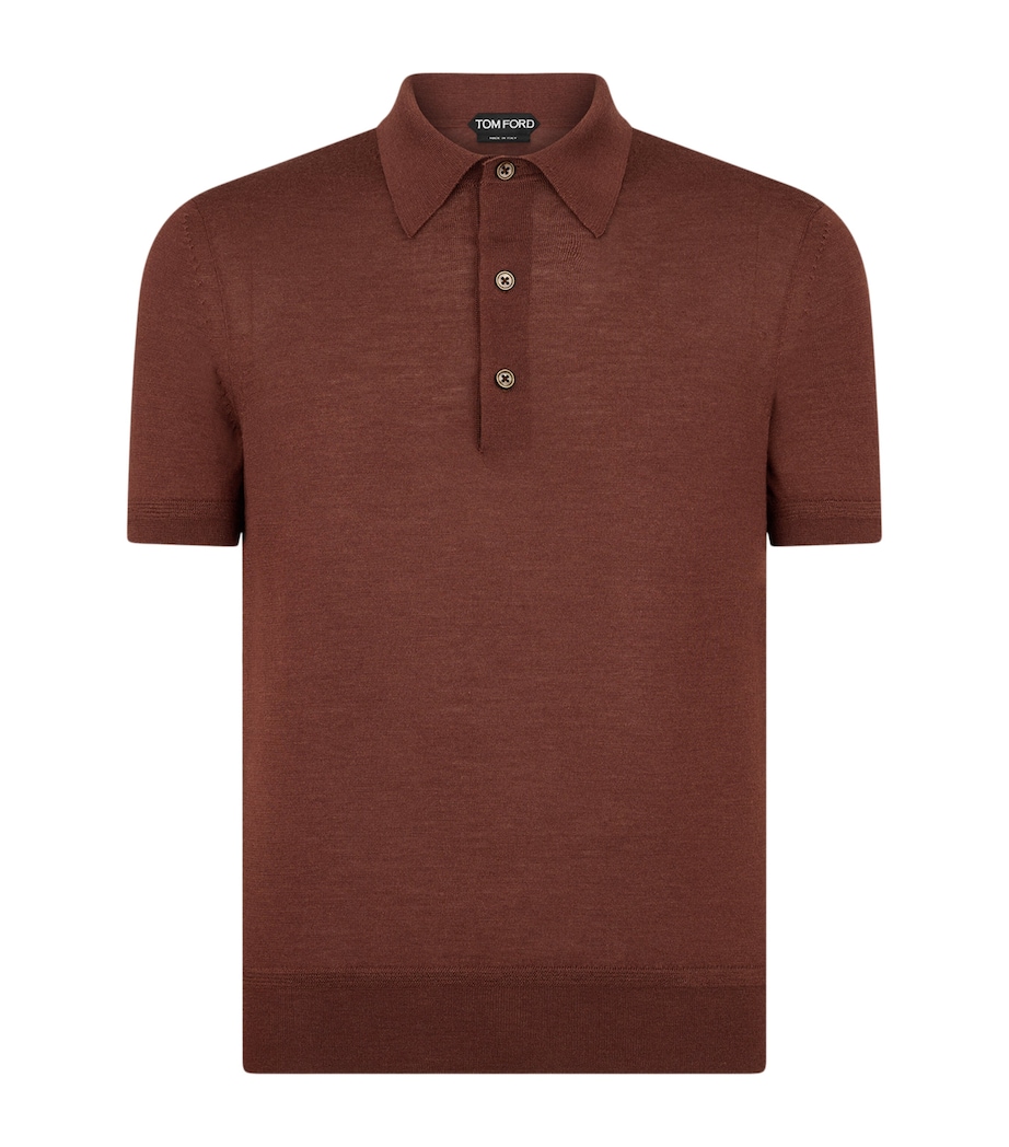 TOM FORD Mens Cashmere-Silk Polo Shirt Ecn Image 1