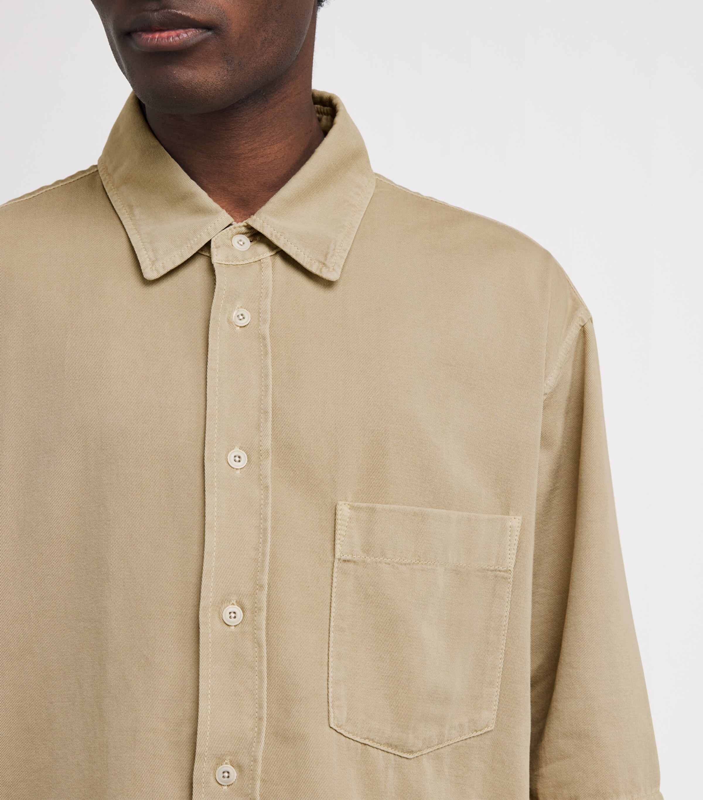 Lemaire Mens Oversized Denim Shirt Beige Image 6