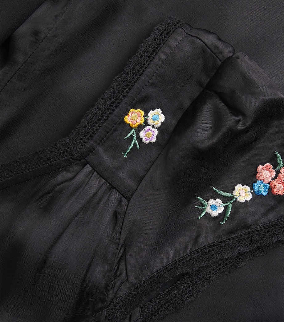 Satin Embroidered Carey Midi Dress ORCHARD EMBR BLACK Image 5