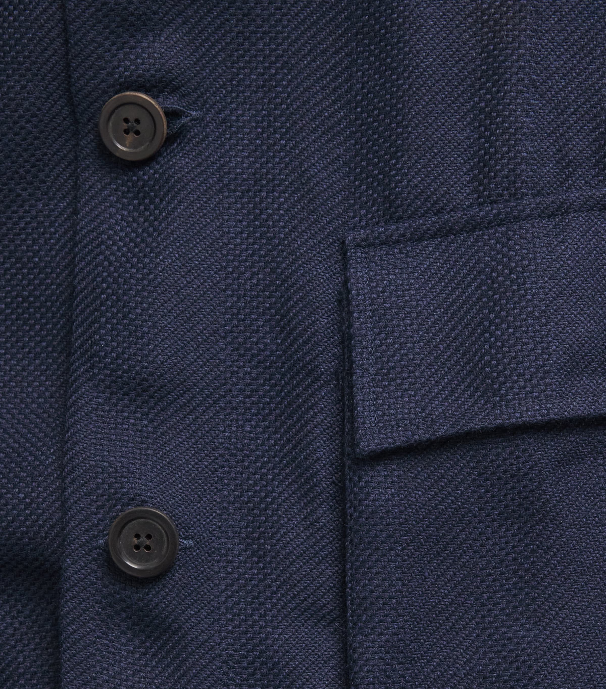 100HANDS Mens Linen Herringbone Overshirt Dark Blue Image 6