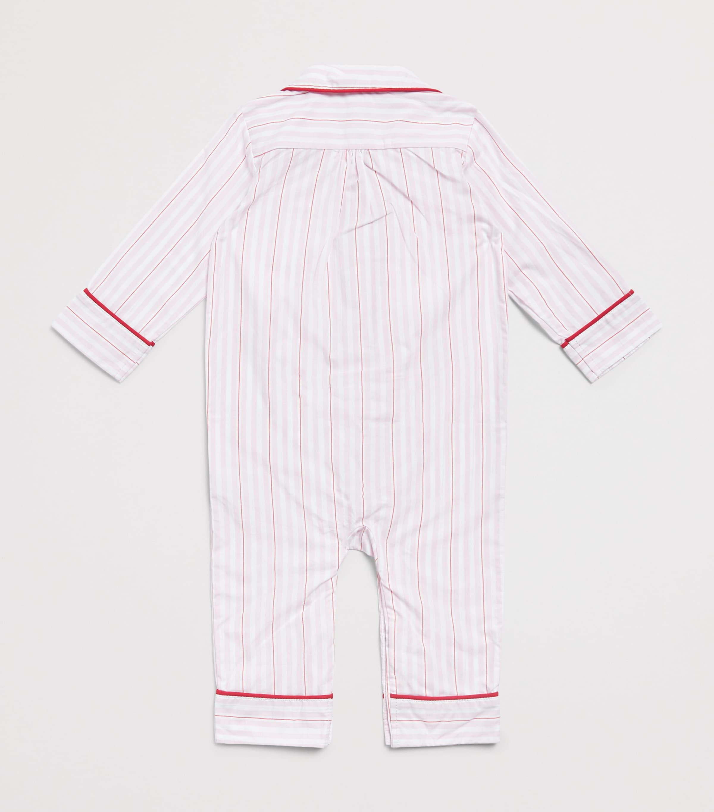 Marie-Chantal Cotton Valentine Stripe Playsuit (0-18 Months) Pink Image 2