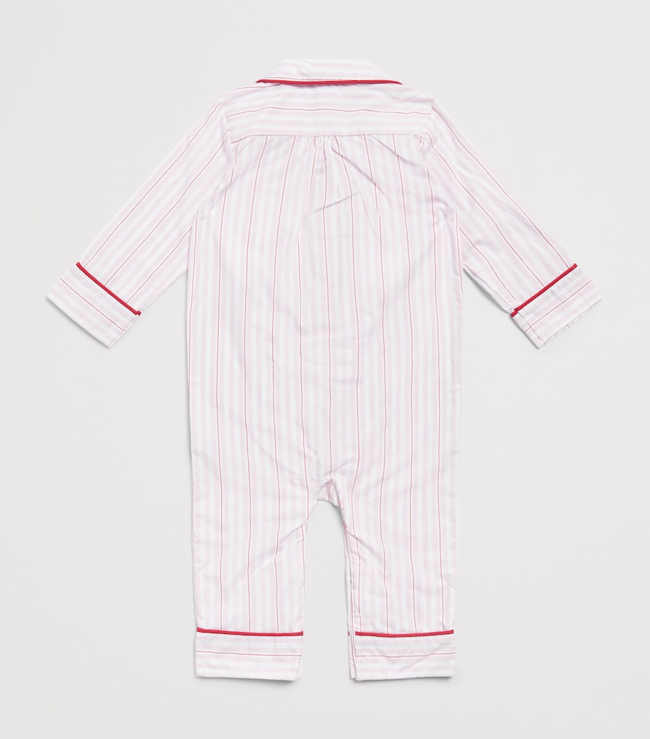 Marie-Chantal Cotton Valentine Stripe Playsuit (0-18 Months) Pink Image 2