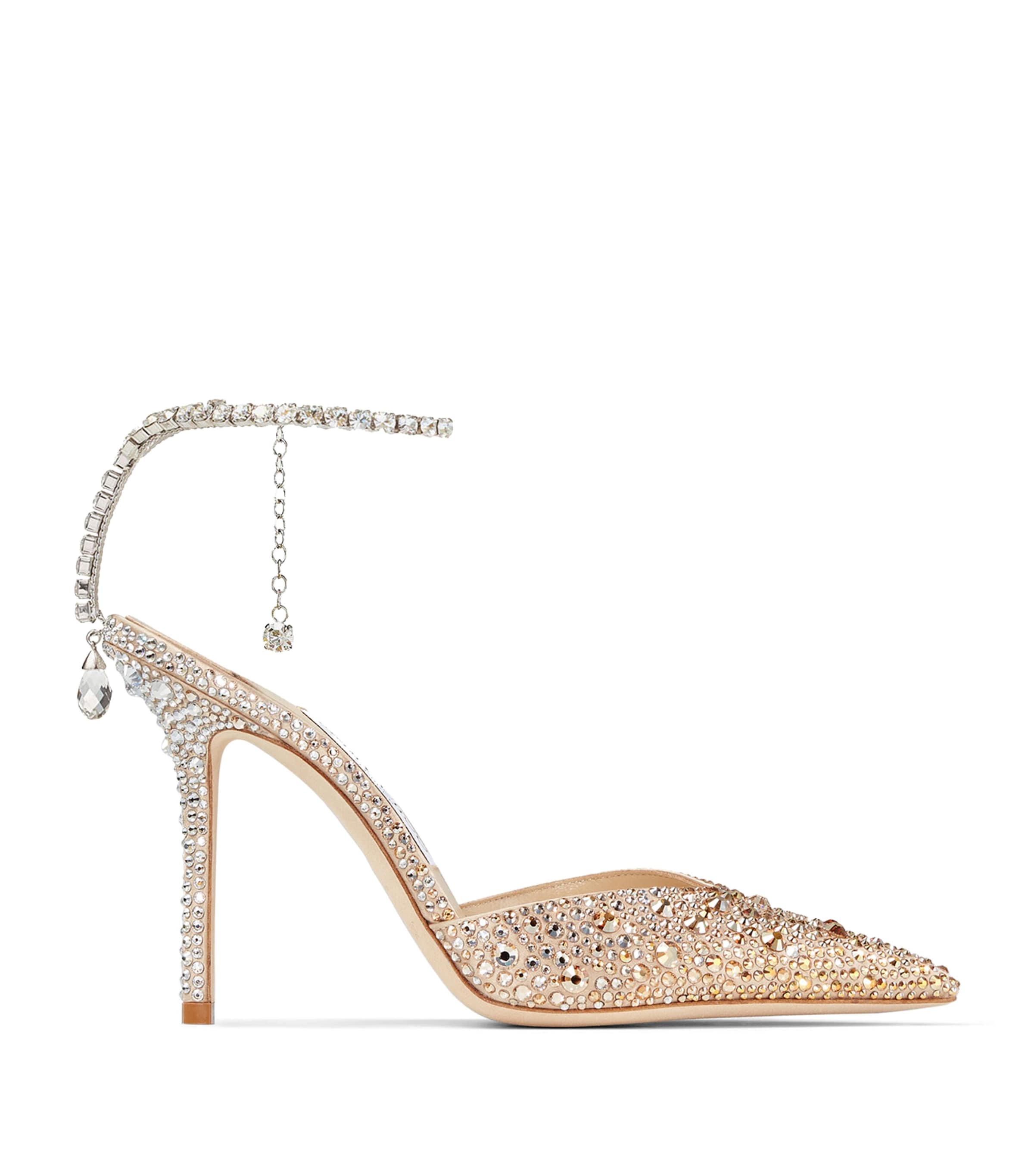 Jimmy Choo Saeda 100 Crystal-embellished Glittered Canvas Pumps
