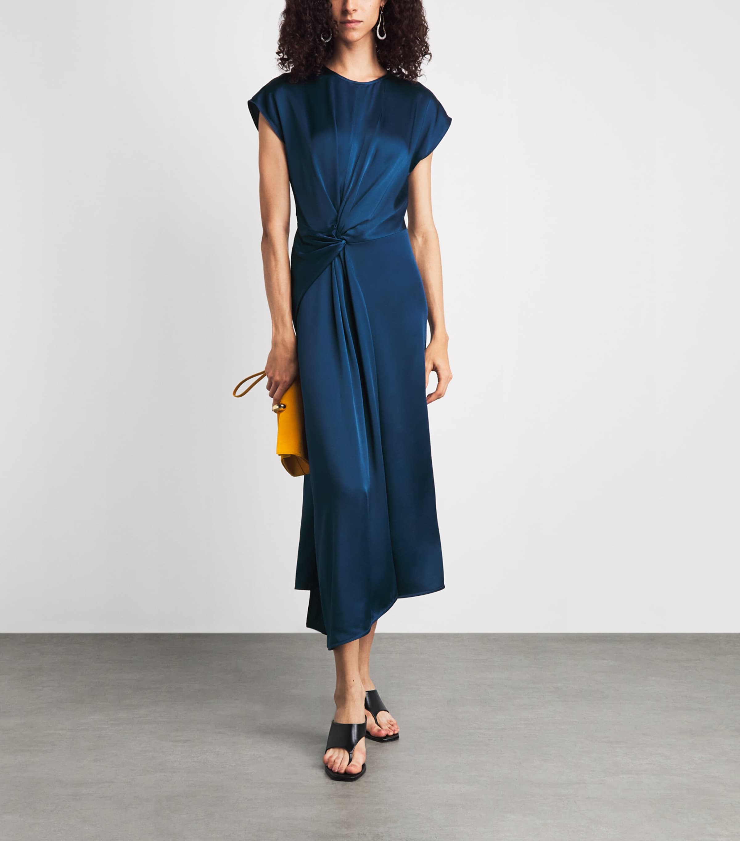 Victoria Beckham Womens Satin Aria Midi Dress Dark Ocean Image 2