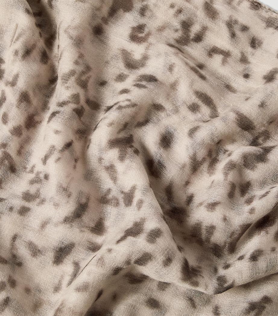 Brunello Cucinelli Womens Cashmere Lynx-Print Scarf Beige+brown Image 4