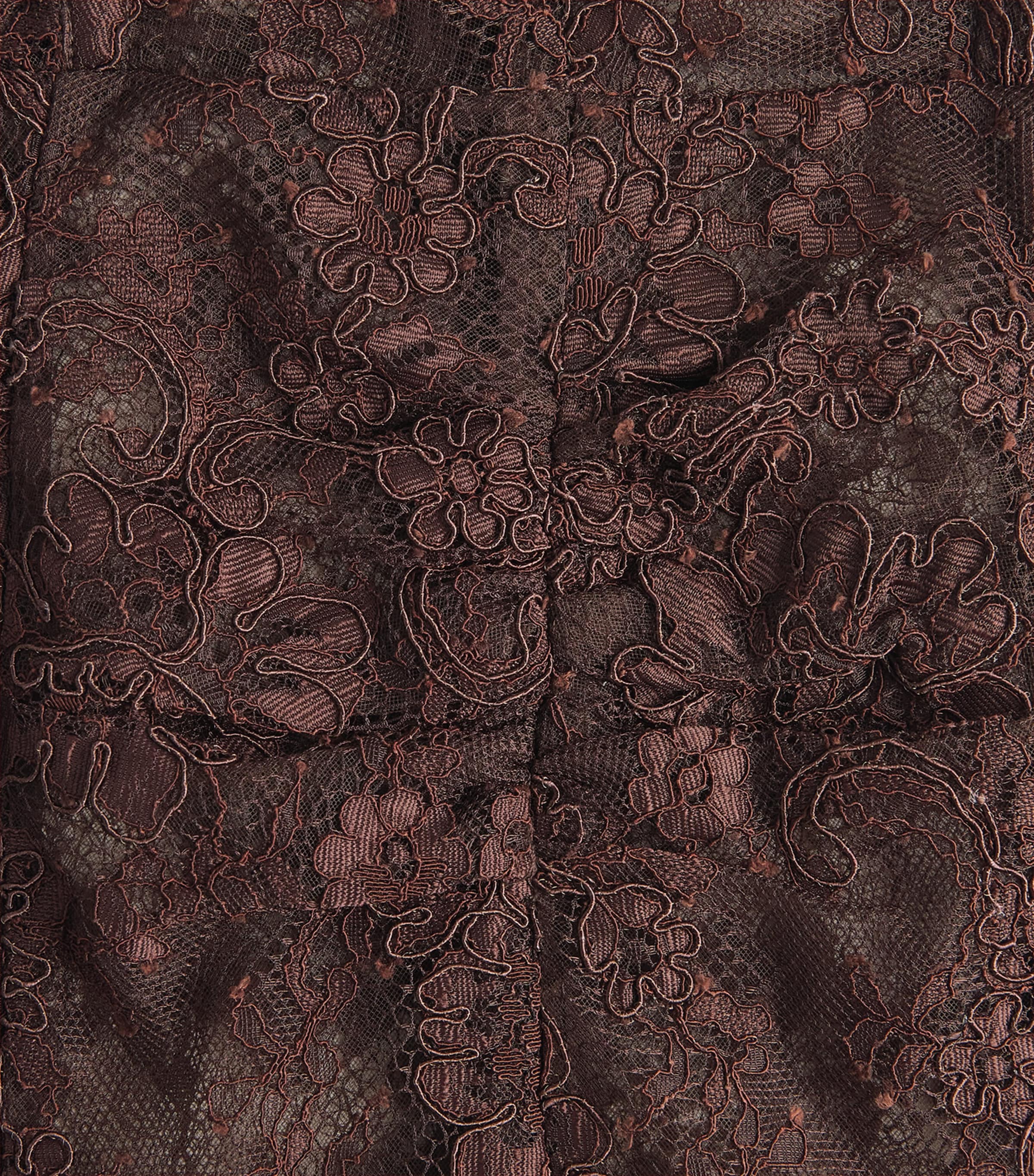 Self-Portrait Womens Lace Floral Midi Dress Brown Image 6