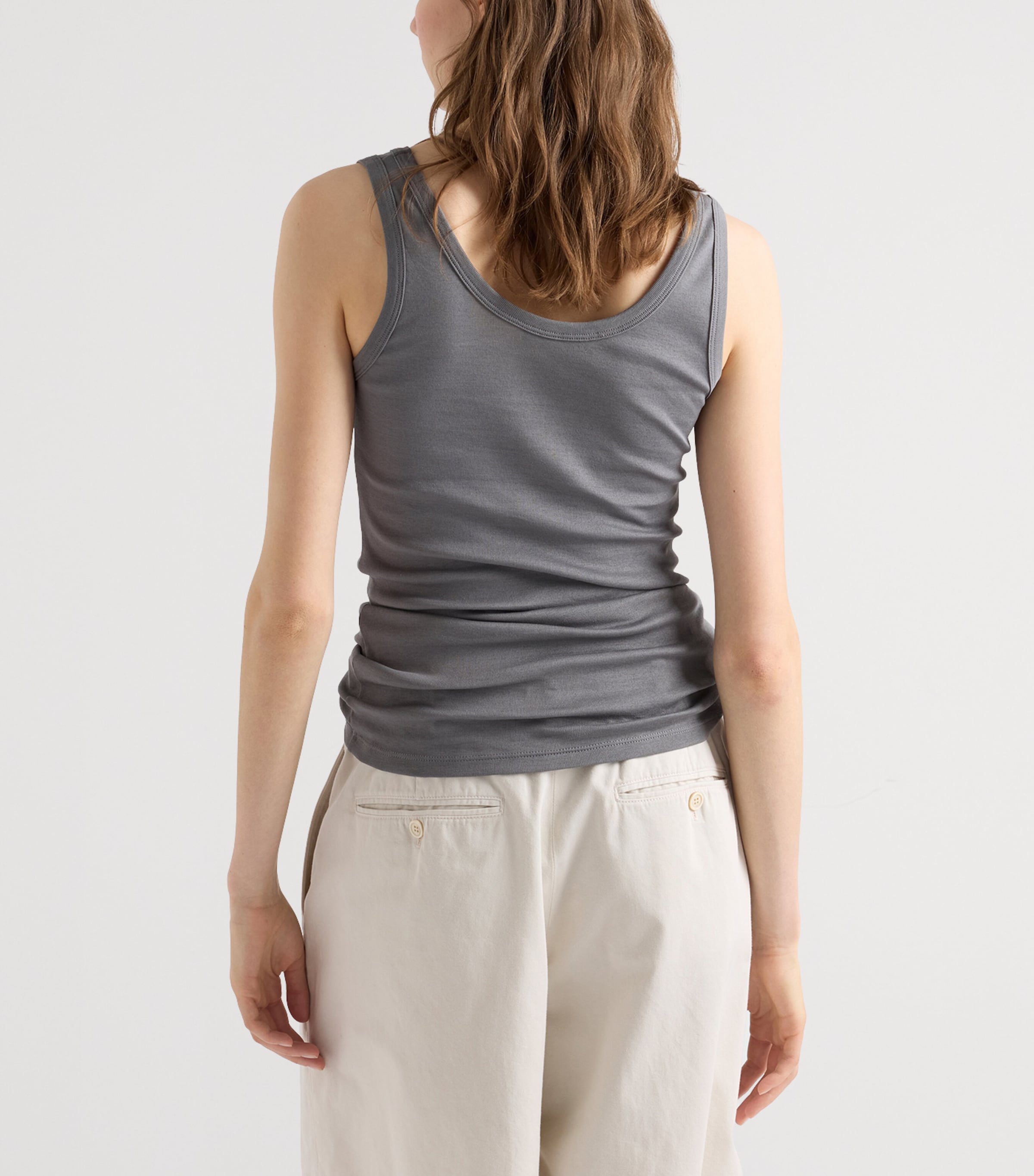Prada Womens Cotton Ribbed Tank Top Gold/silver Image 5