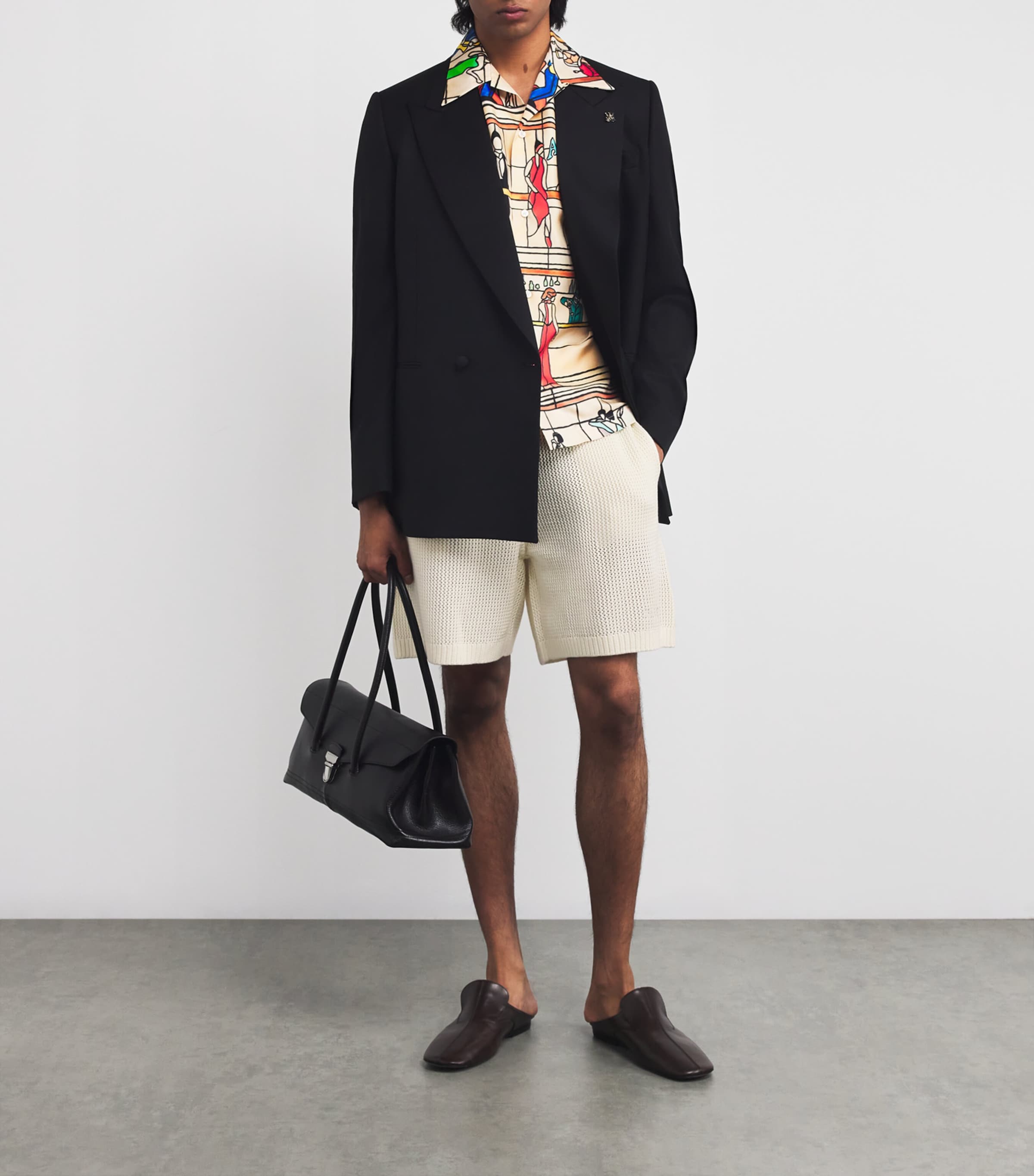 AMIRI Mens Cotton Crochet Shorts Ivory Image 2