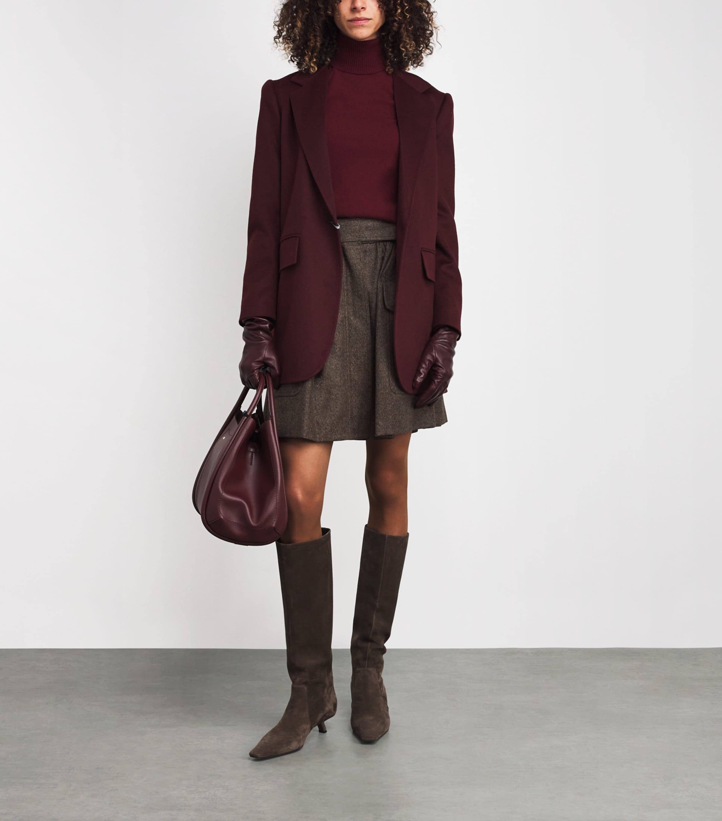 Virgin Wool Mini Skirt BROWN Image 2