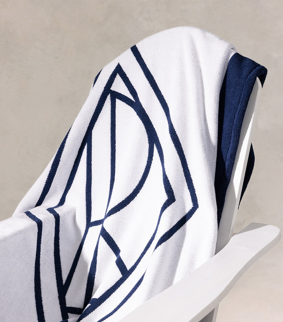 Blair Beach Towel (100cm x 170cm) WHITE NAVY Image 4