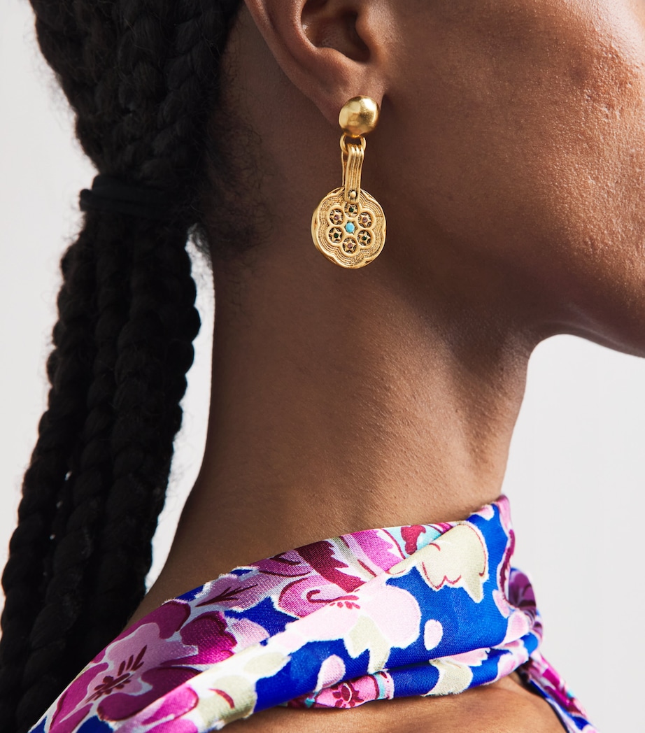 Rixo Gold-Plated Anouk Drop Earrings Gold Image 2
