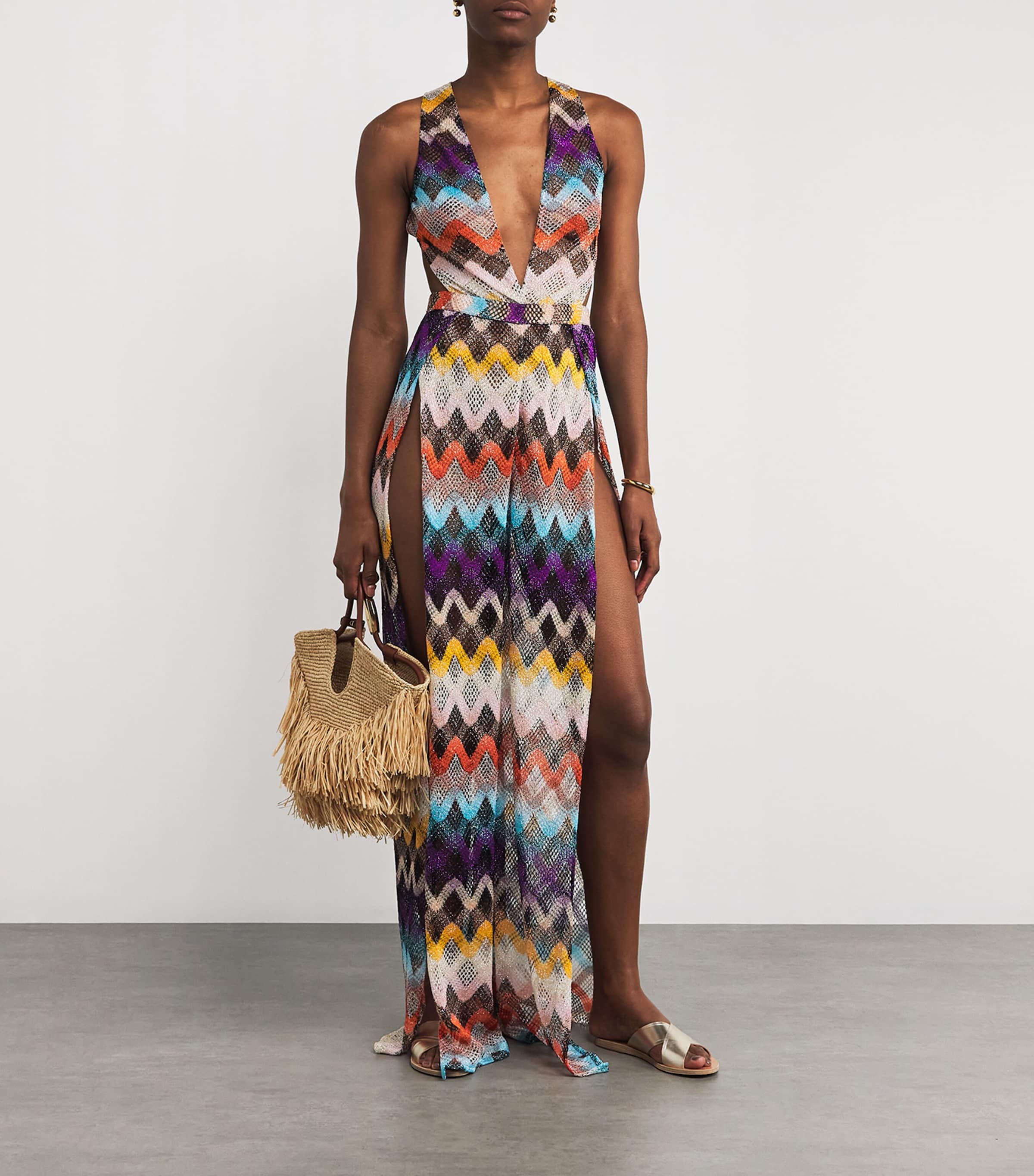 「MISSONI」シェニット ホルターネック ジャンプスーツ MS25SG02BR0101-SM9KZ-4