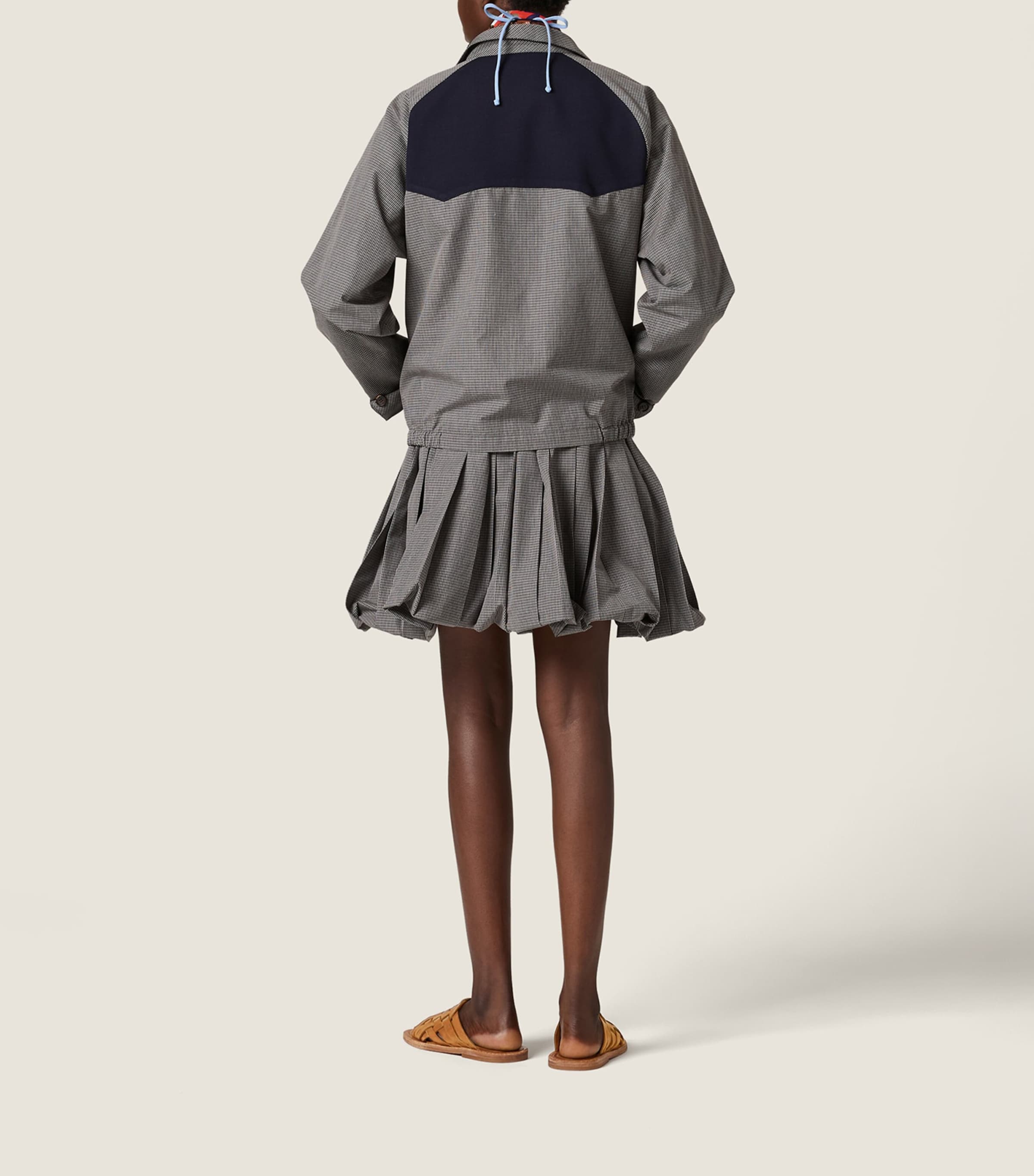 Miu Miu Womens Cotton Gingham Check Jacket Grey Image 3