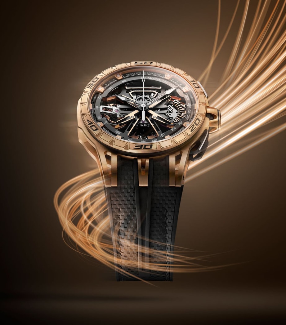 Roger Dubuis Rose Gold Excalibur Spider Flyback Chronograph Watch 45mm Black Image 4