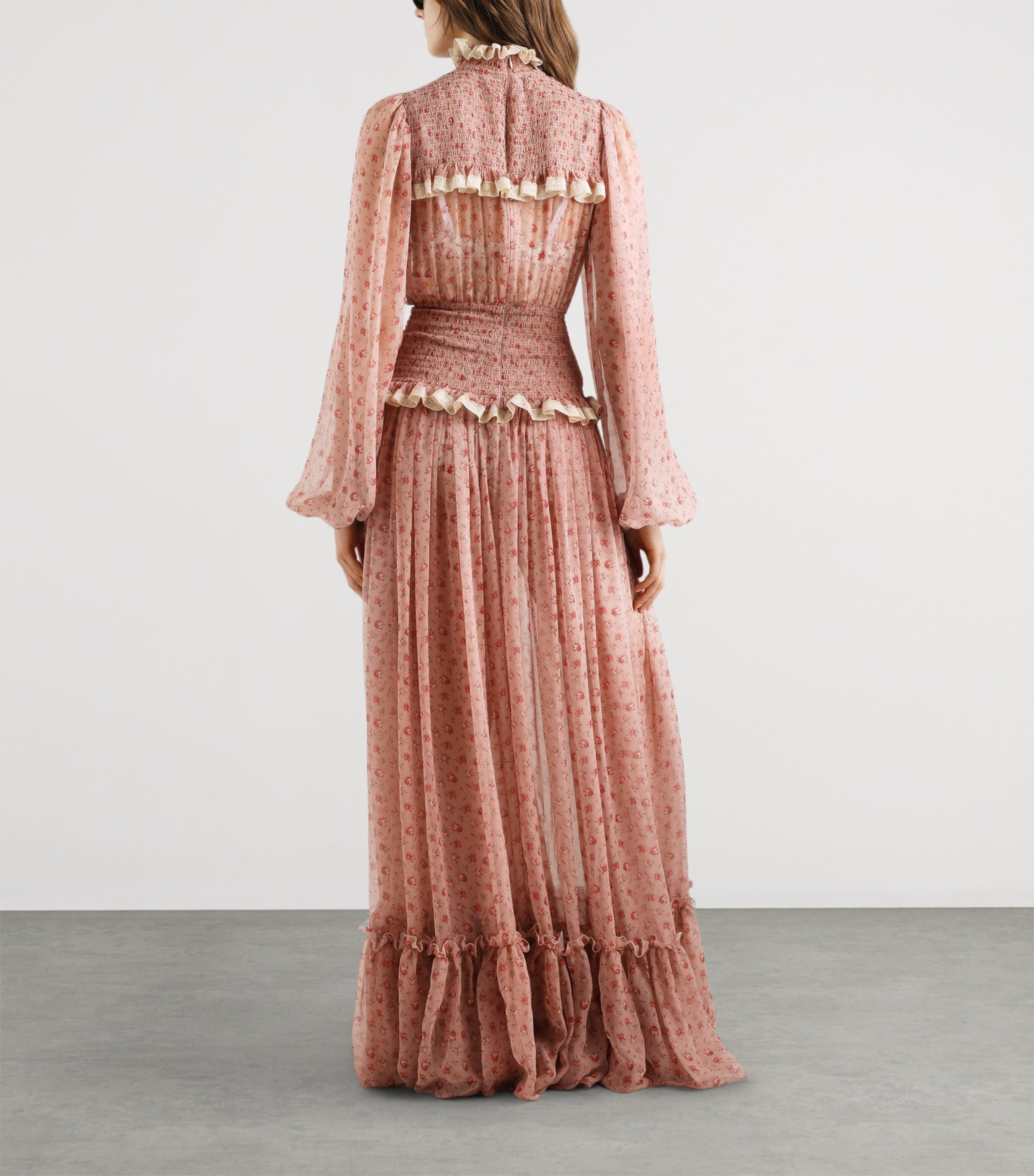 Dolce&Gabbana Womens Silk-Blend Floral Maxi Dress Rose Image 4