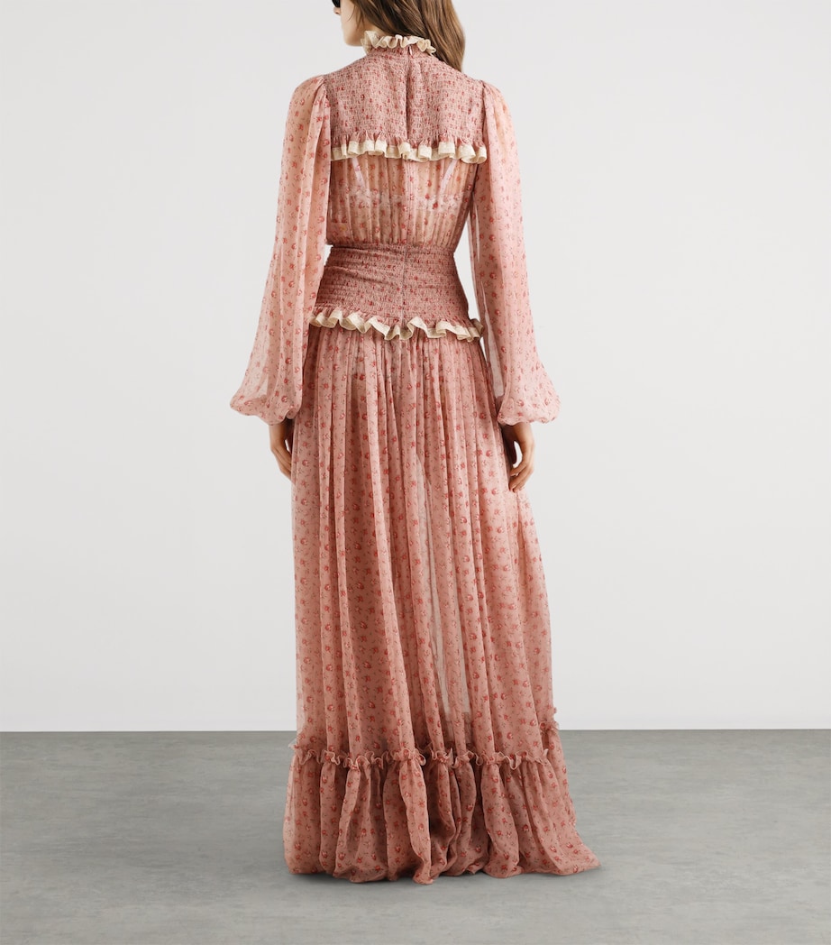 Dolce&Gabbana Womens Silk-Blend Floral Maxi Dress Rose Image 4