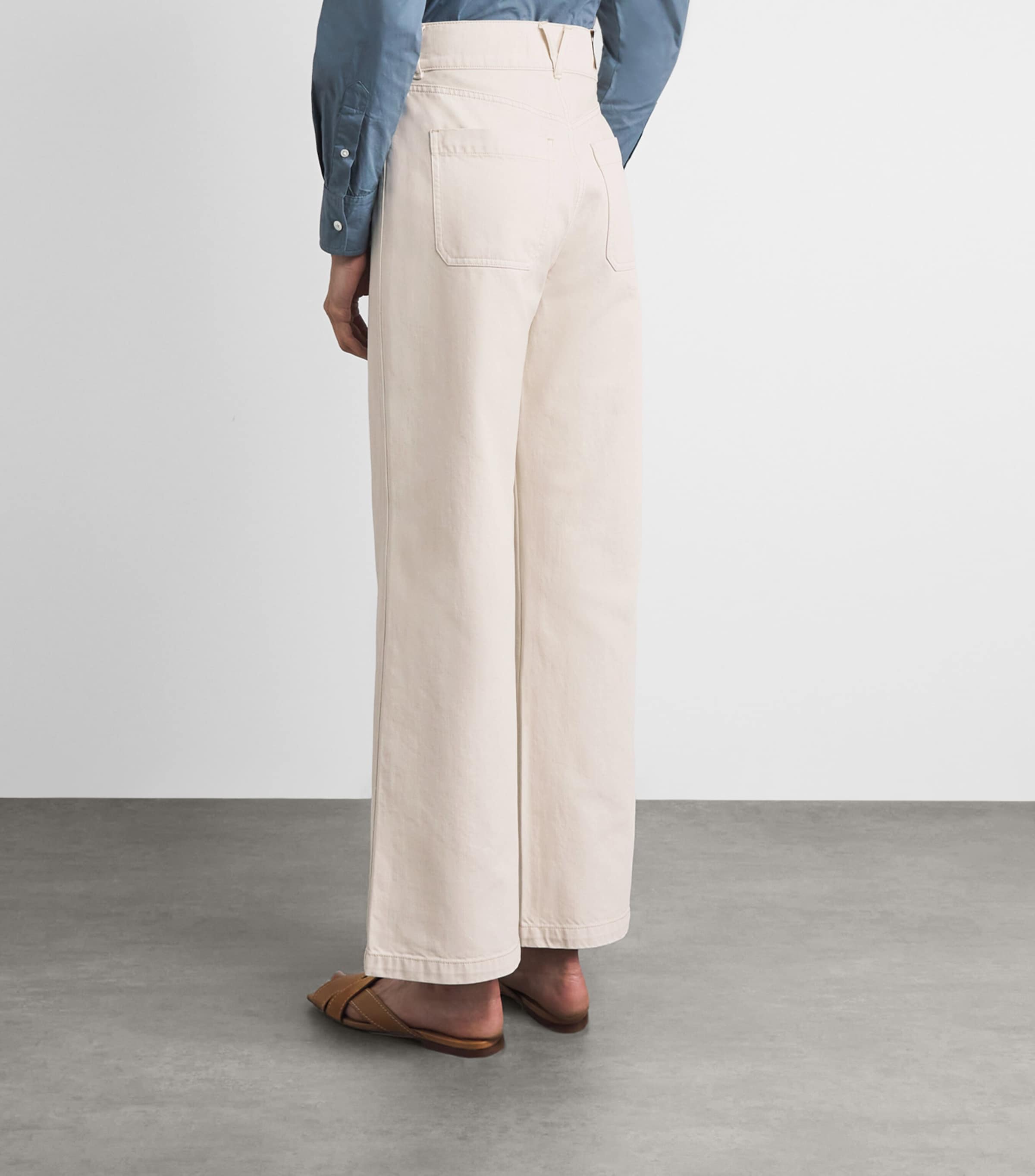 Veronica Beard Womens Taylor Wide-Leg Jeans Ecru Image 5