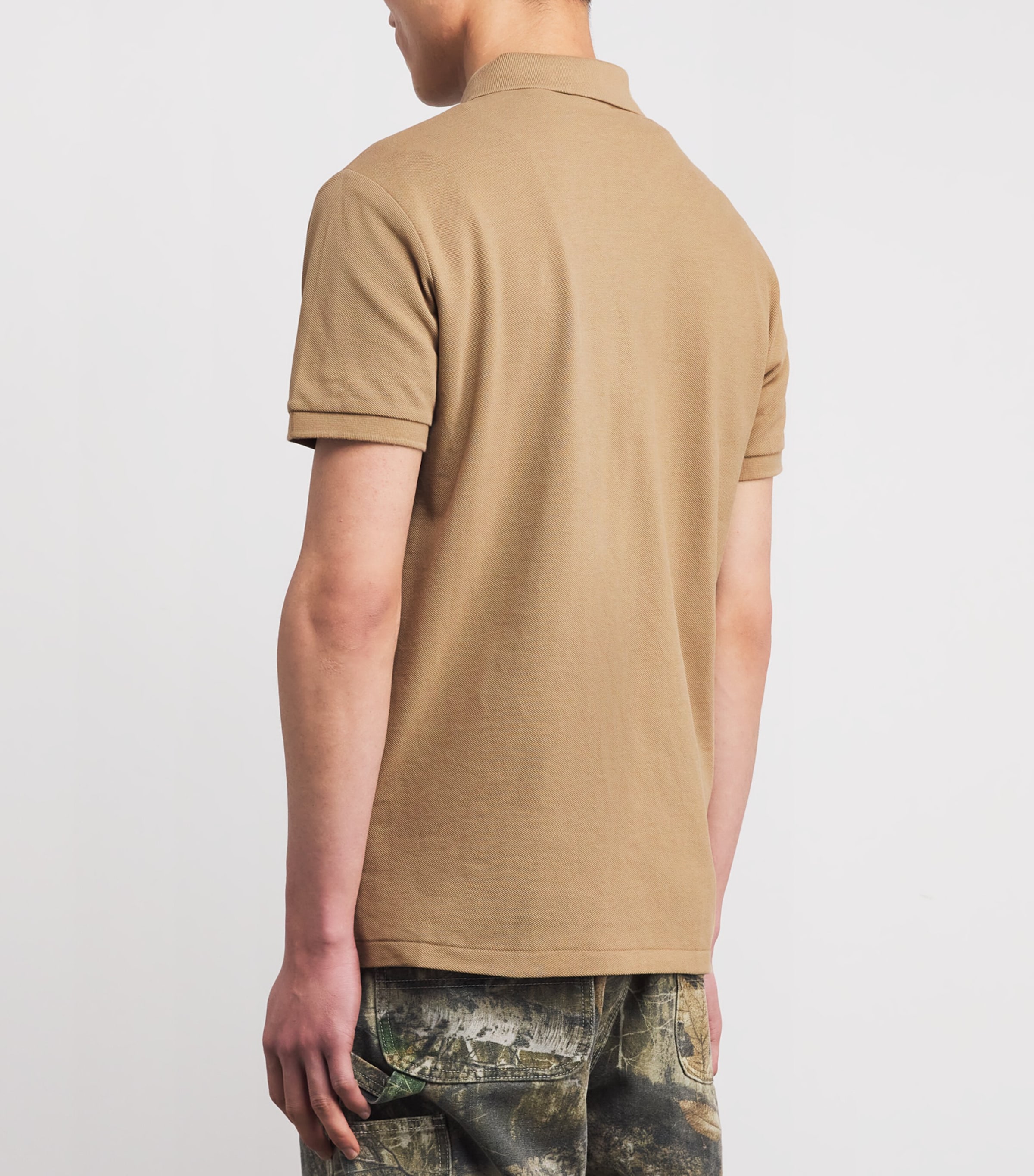 Cotton Mesh Custom-Fit Polo Shirt TAN/CRM Image 4