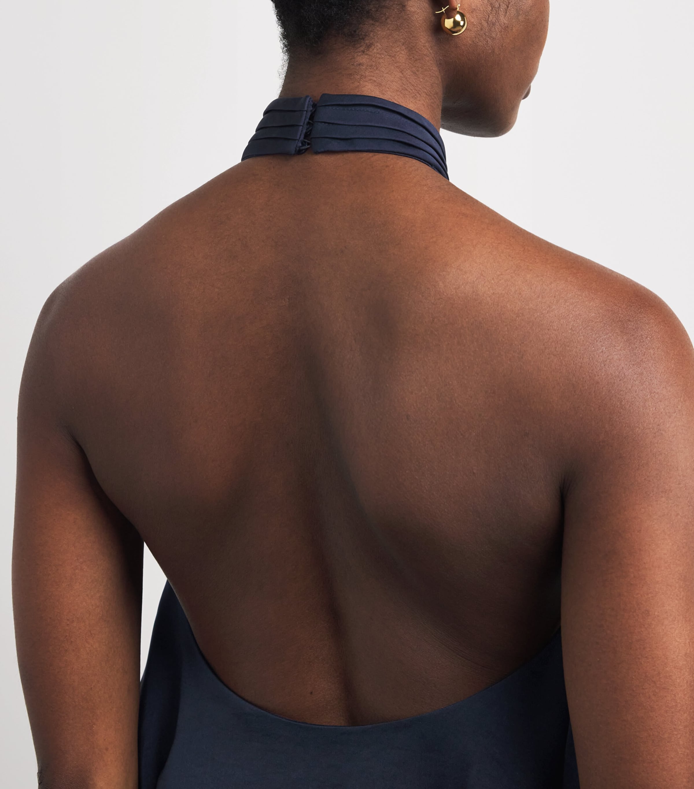 Claudie Pierlot Womens Satin Open-Back Blouse Navy Image 3