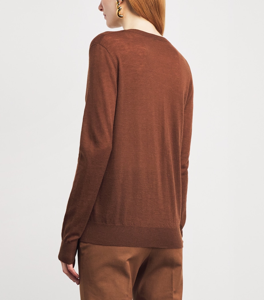 Cashmere V-Neck Sweater CINNAMON Image 4