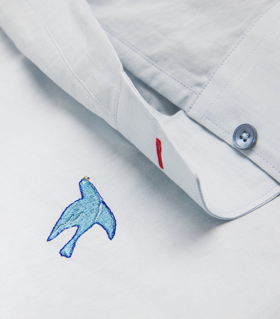 Paul Smith Mens Cotton-Linen Embroidered Oxford Shirt Image 6