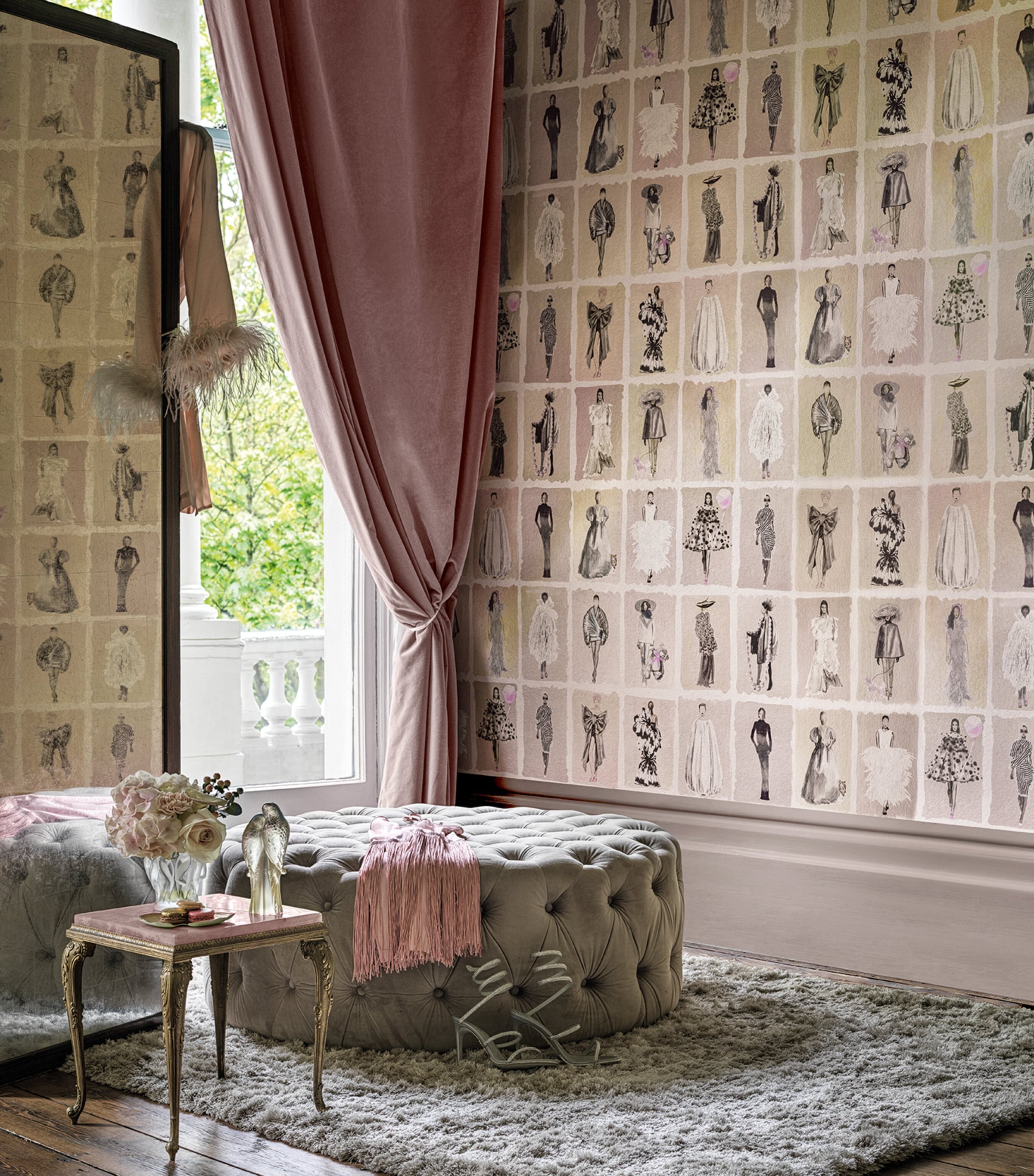 x Harrods Interior Design 175 Anniversary Edition Couture Carousel Wallpaper - Blush Pearl BLUSH PEARL Image 2