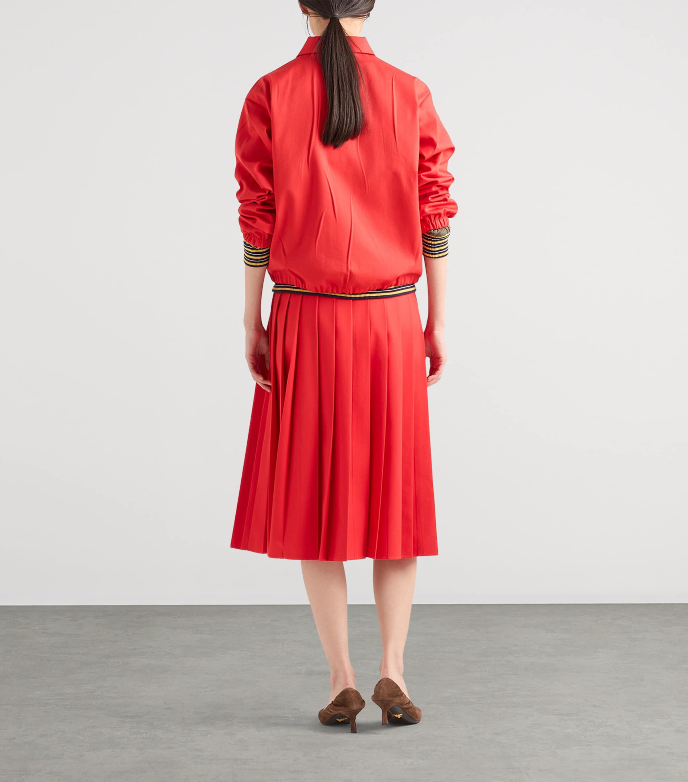 Prada Womens Gabardine Blouson Jacket Red Image 4