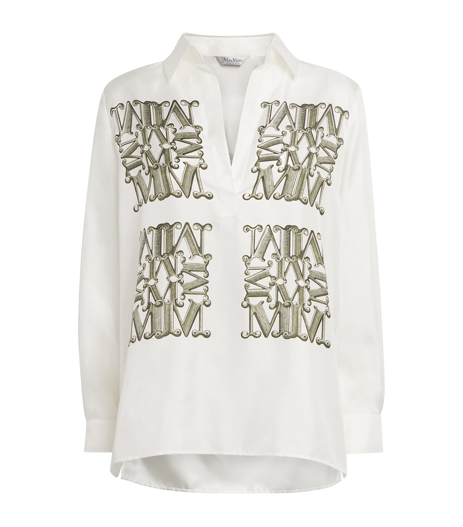 Max Mara Womens Silk Monogram Shirt Kaki Image 1