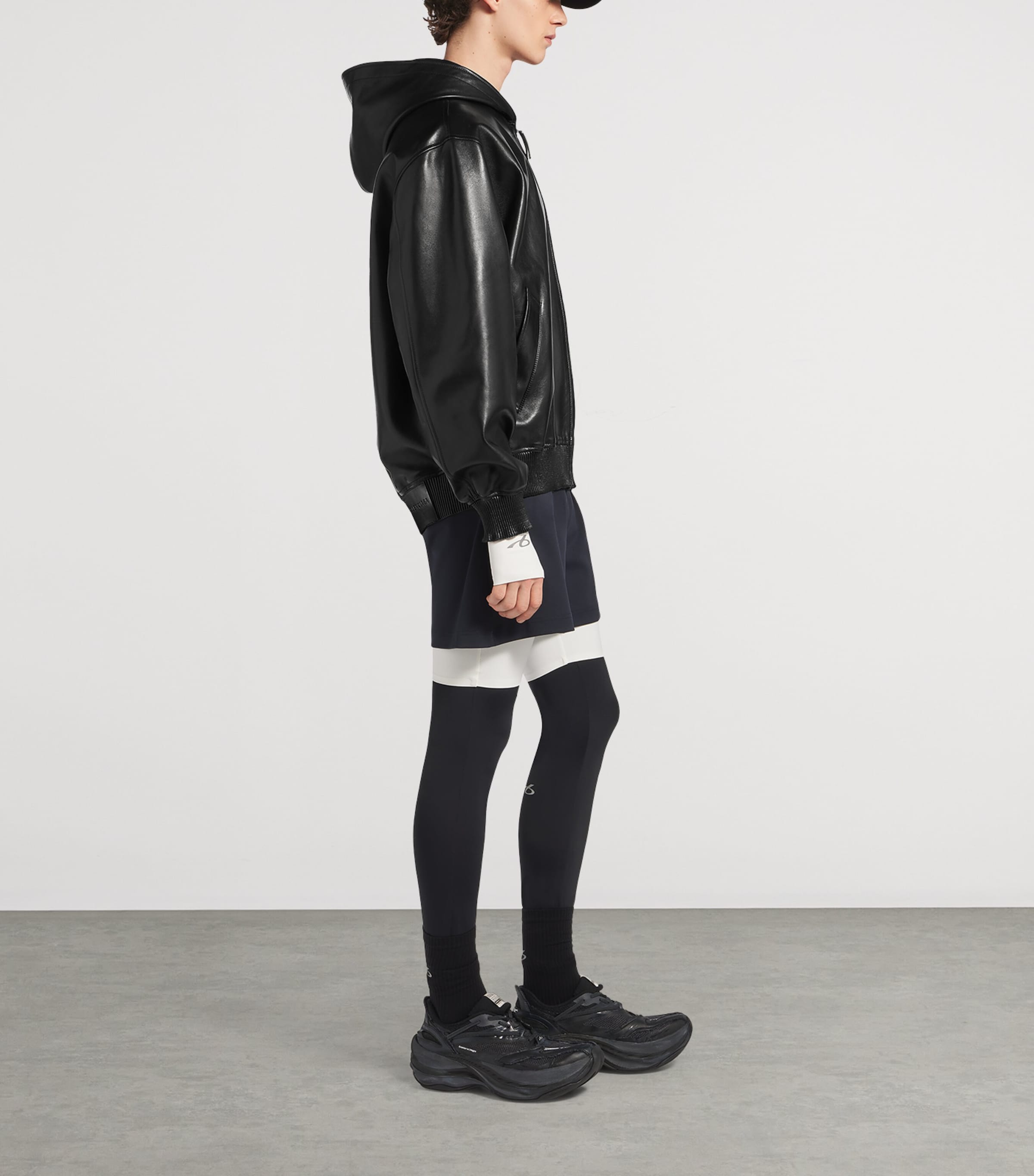 Balenciaga Mens Leather Hooded Jacket Image 4