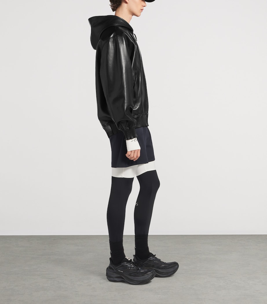 Balenciaga Mens Leather Hooded Jacket Image 4