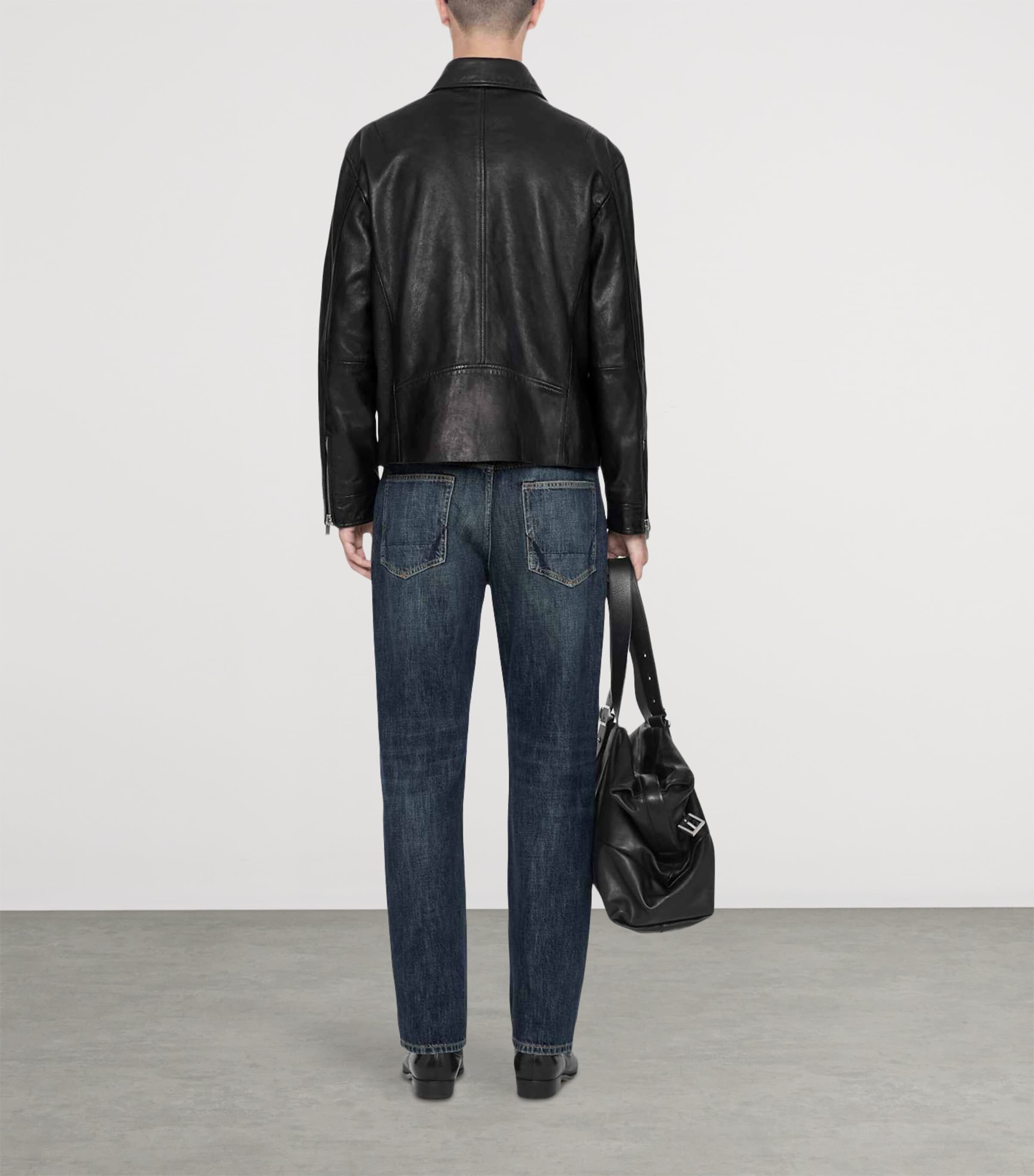 AllSaints Mens Lambskin Vegason Jacket Black Image 7