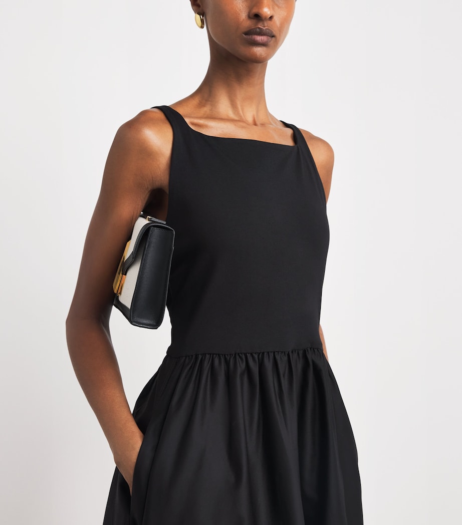 ME+EM Womens Jersey and Poplin Fit + Flare Midi Dress Black Image 3