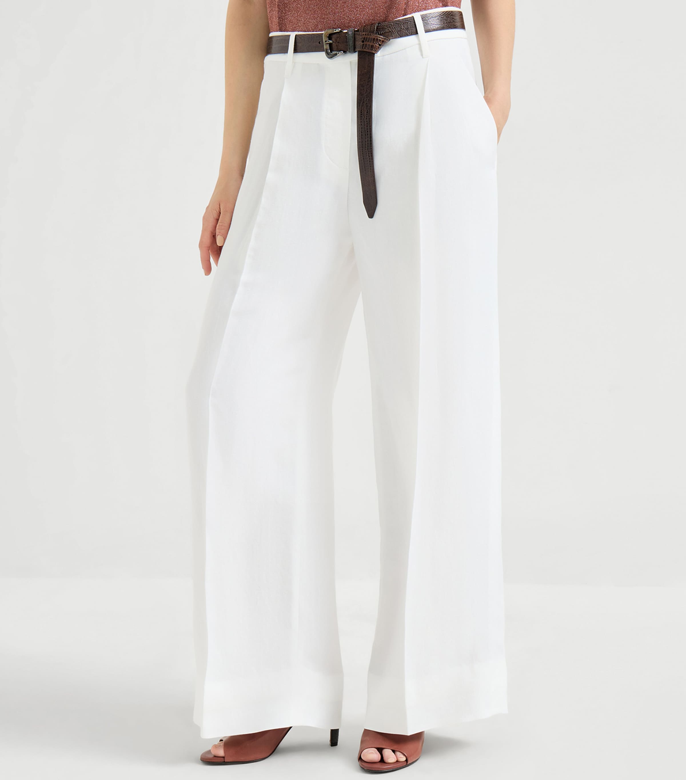 Brunello Cucinelli Womens Twill Pleated Loose Trousers Image 3