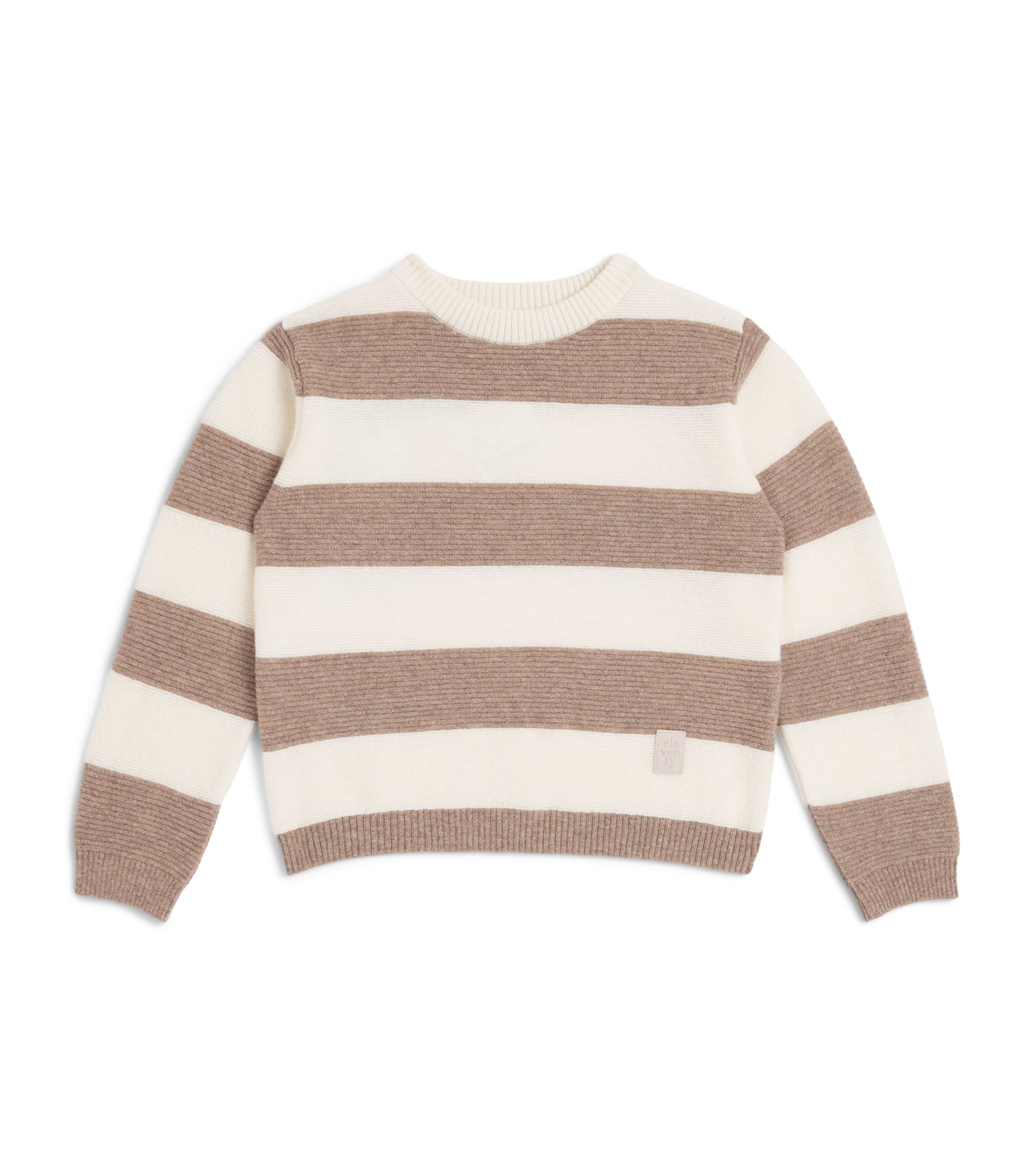 Eleventy Kids Wool-Cashmere Stripe Sweater (2-16 Years) Ivory/brown Image 1