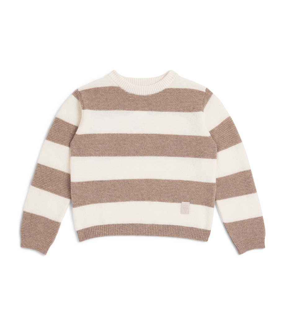 Eleventy Kids Wool-Cashmere Stripe Sweater (2-16 Years) Ivory/brown Image 1