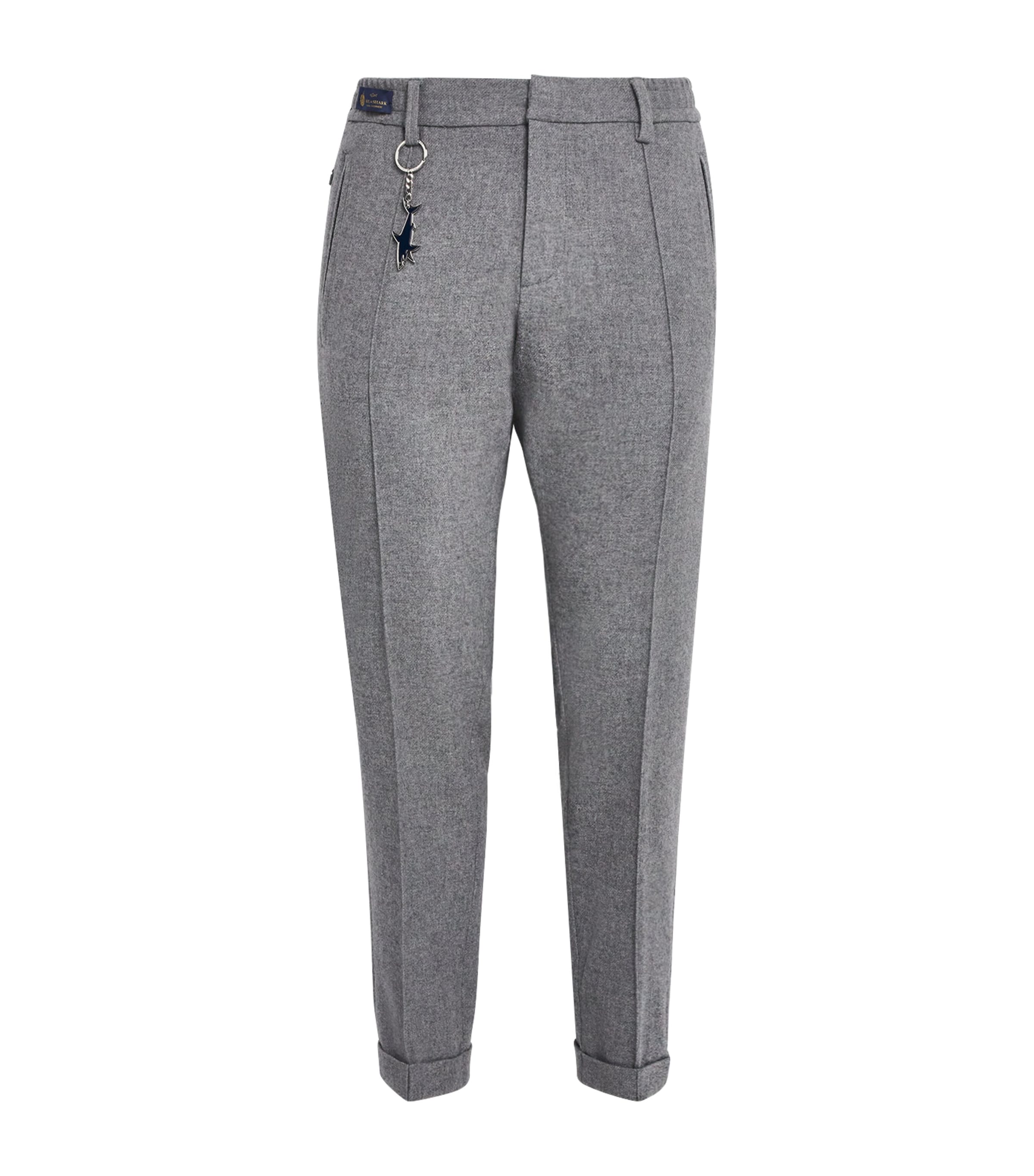 Paul & Shark Wool-cashmere Drawstring Chinos In Gray