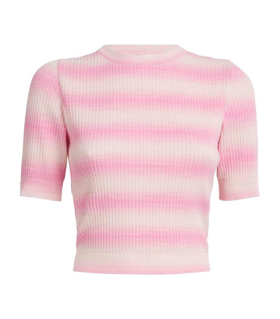 Cotton-Blend Stripe Crop Top VAR 336 BUBBLGM PINK Image 1