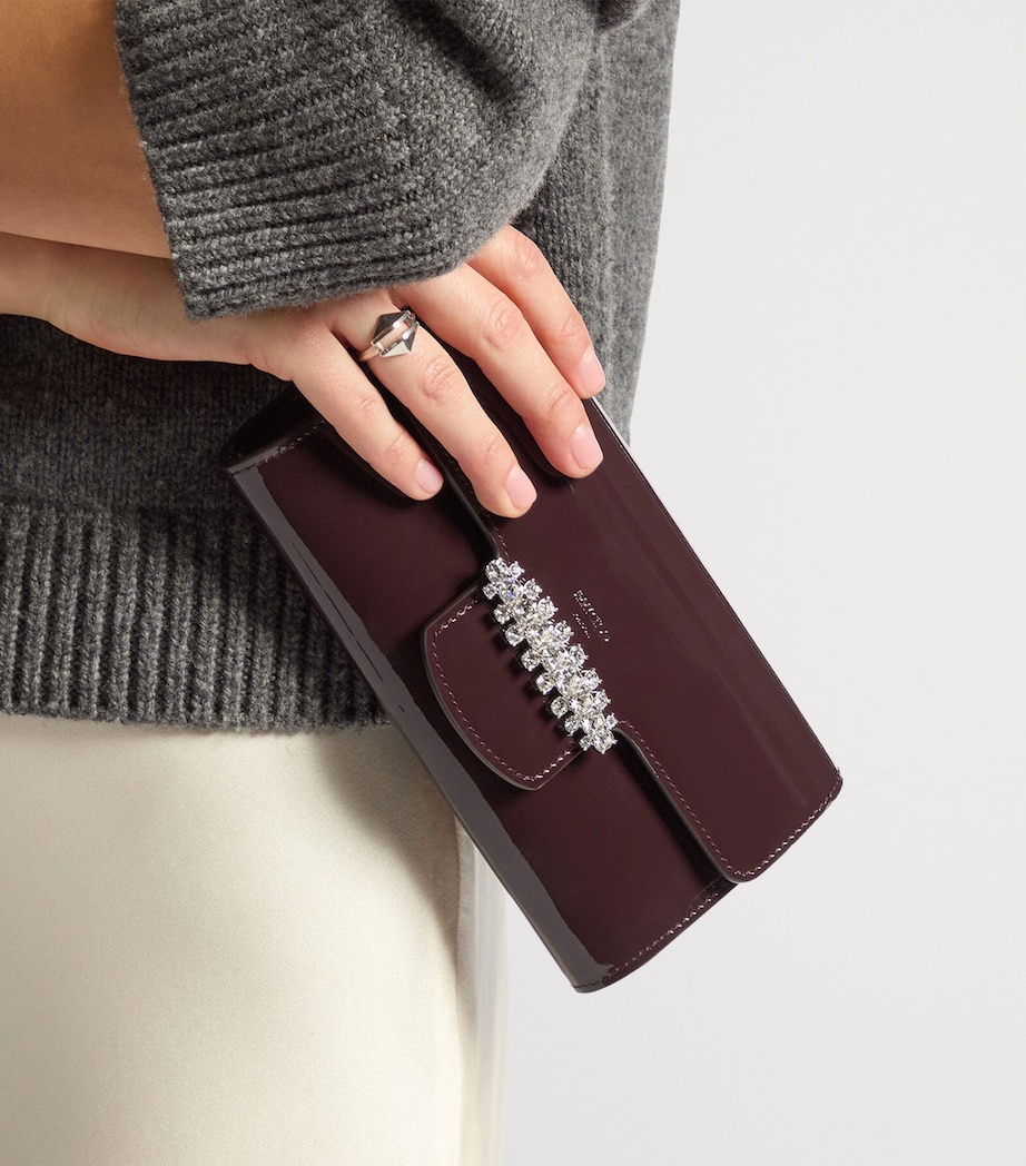 Jimmy Choo Bing Patent Leather Wallet-On-Chain Deep Merlot/silver Image 2
