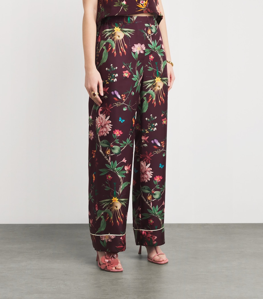 Silk Printed Pajama Wide-Leg Trousers RE02ZOOFLORA Image 3