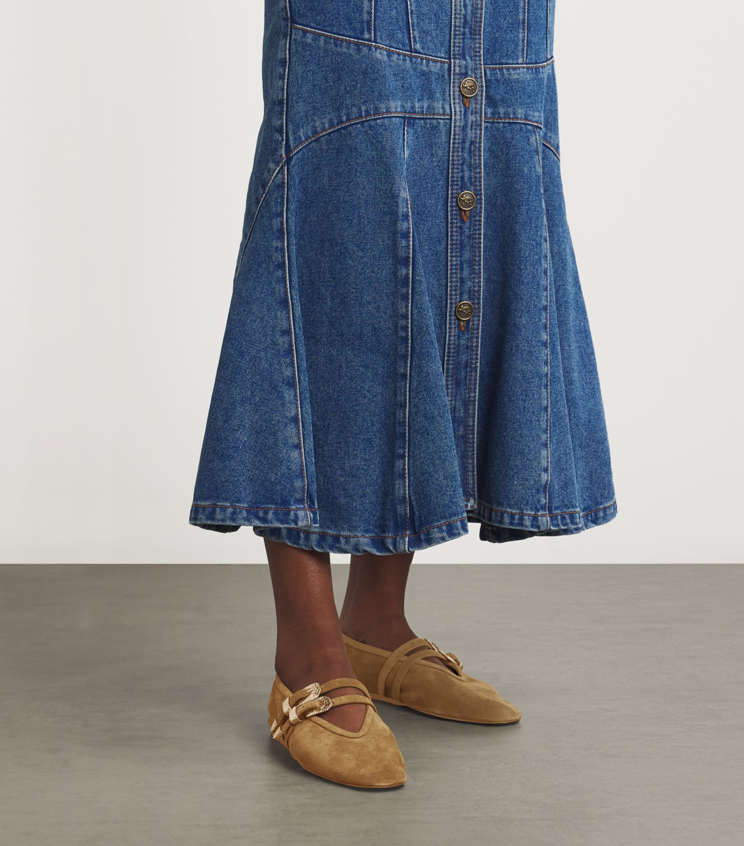 Suede Buckle Claudia Ballet Flats TAUPE Image 2