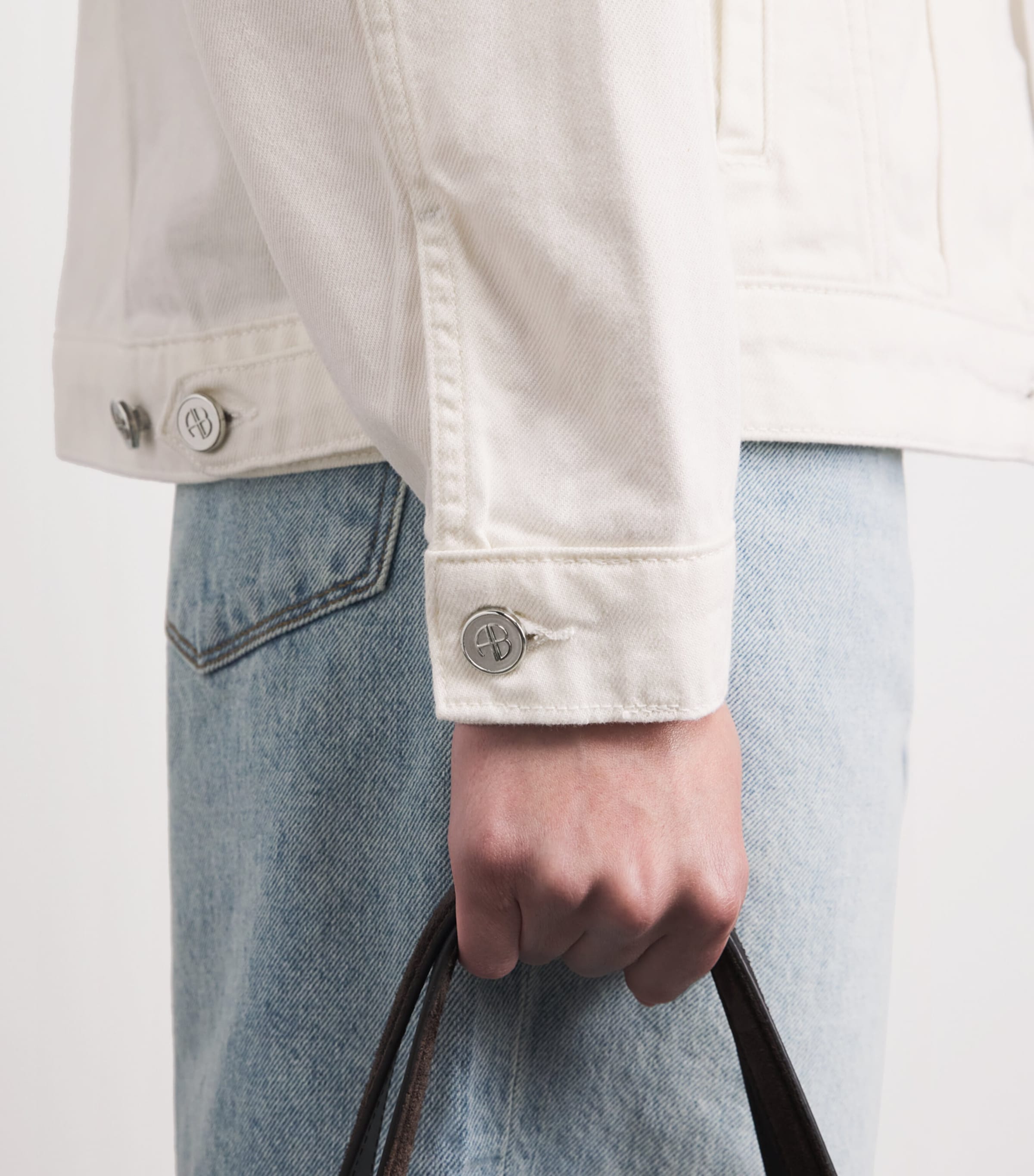 ANINE BING Womens Rory Denim Jacket Ecru Image 3