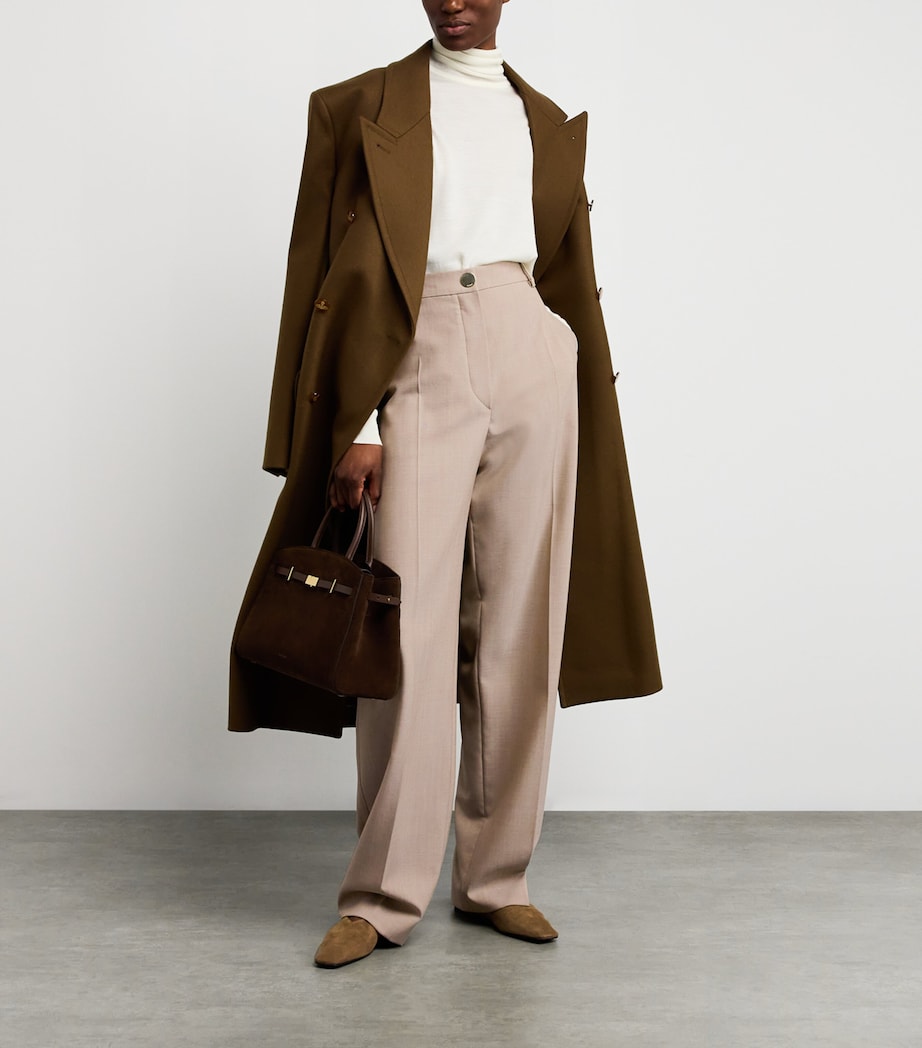 Virgin Wool Wide-Leg Trousers 001 BEIGE SHADED Image 2