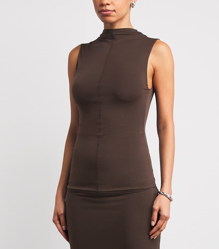 Sleeveless High Neck Top TRUFFLE Image 3