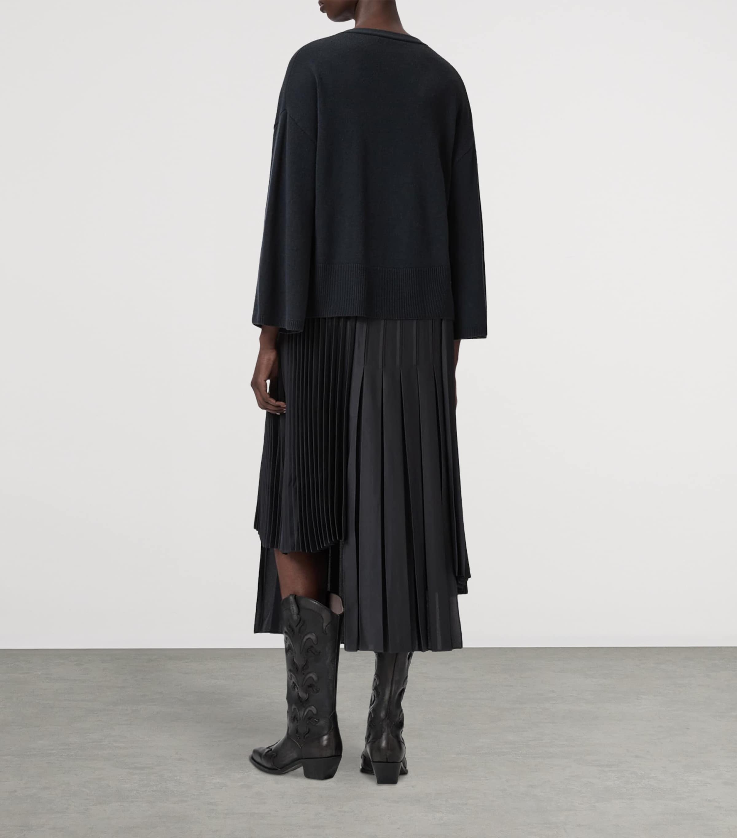 AllSaints Womens Lucille 2-In-1 Midi Dress Carbon Blue Image 4