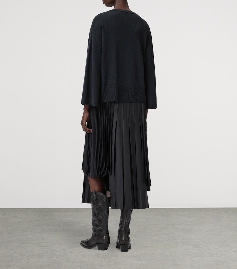 AllSaints Womens Lucille 2-In-1 Midi Dress Carbon Blue Image 4