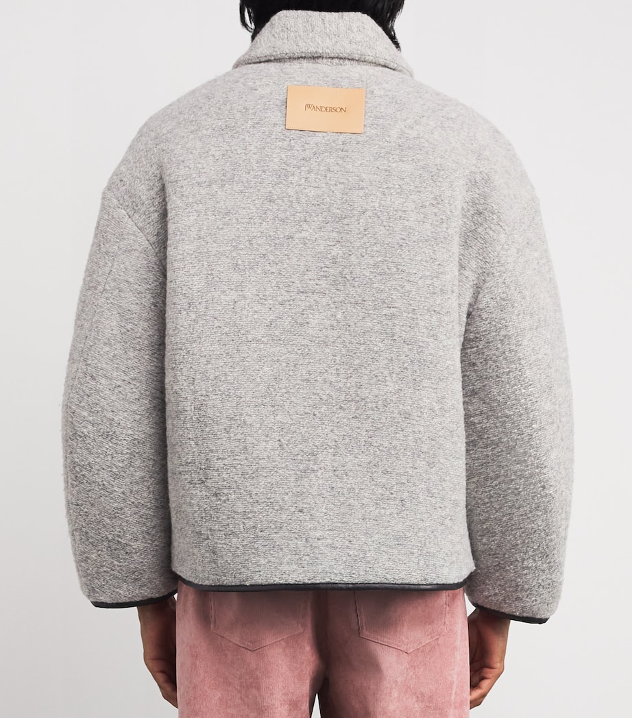 Wool-Blend Contrast Trim Jacket LIGHT GREY MELANGE Image 4