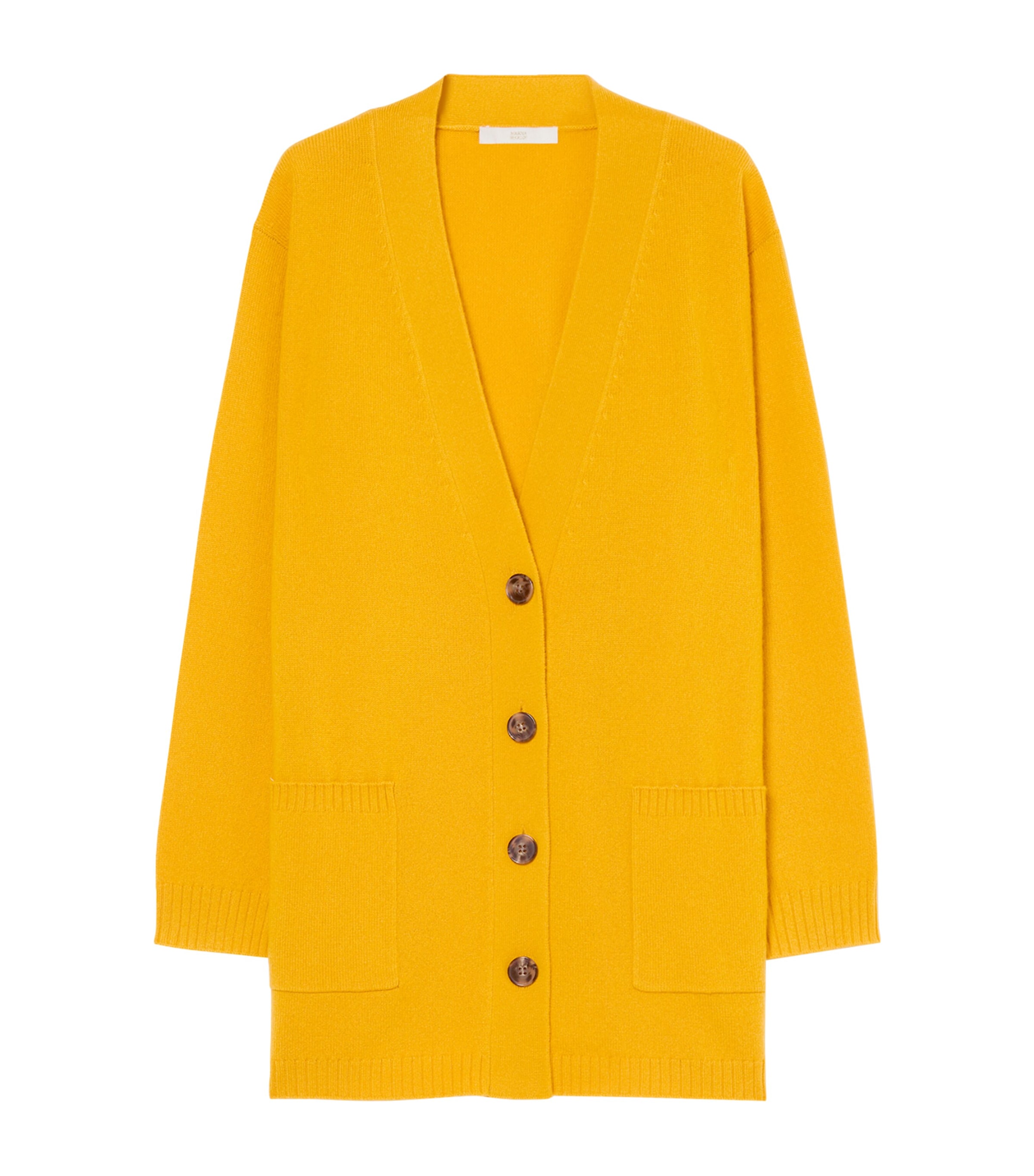 Marina Rinaldi Cashmere V-neck Cardigan In Yellow