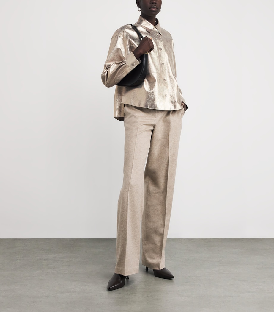 Suede Metallic Cropped Shirt NATURAL METALLIC Image 2