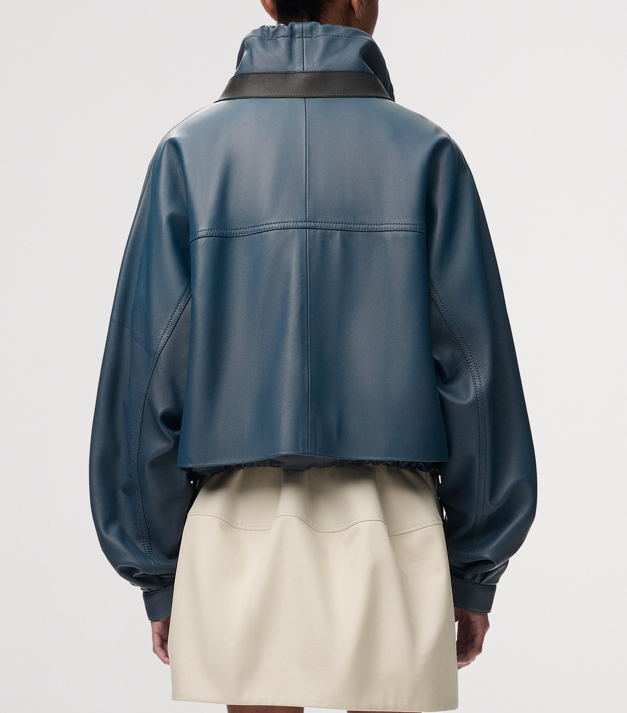 LOEWE Womens Lambskin Bomber Jacket Dark Navy Image 4