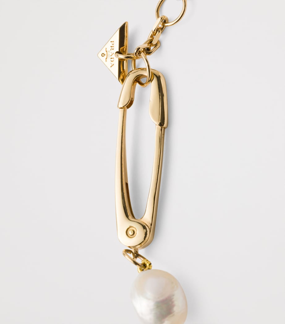 Prada Pearl Safety Pin Bracelet Gold/silver Image 4